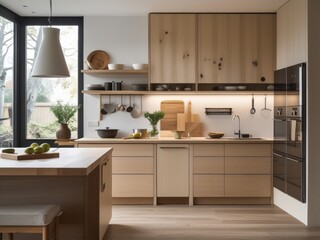 Modern Light Wood Kitchen Design With Island