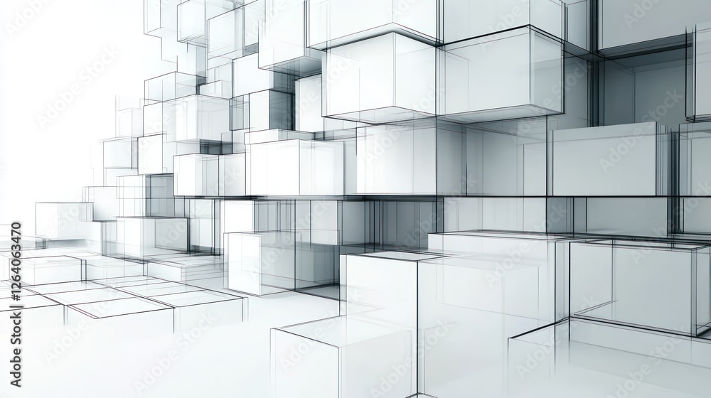 Aufkleber abstract representation of transparent cubes arranged in a modern, minimalistic environment, evoking
