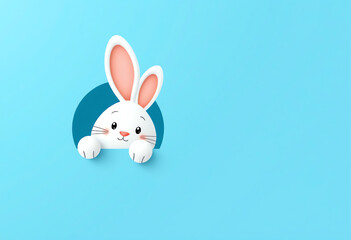 Adorable Bunny Peeking Out Cute Minimalist Copy Space Background