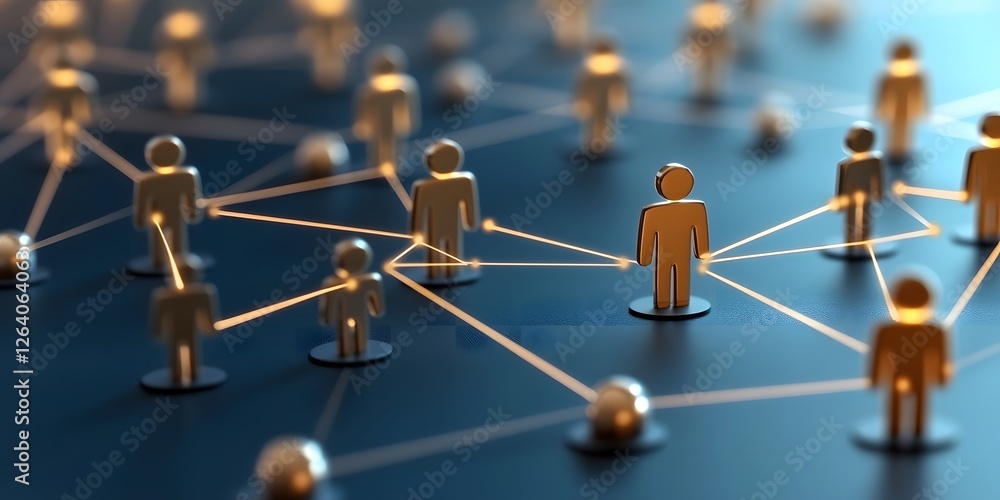 Poster dynamic network of connected individuals with glowing links digital space infographic technology top