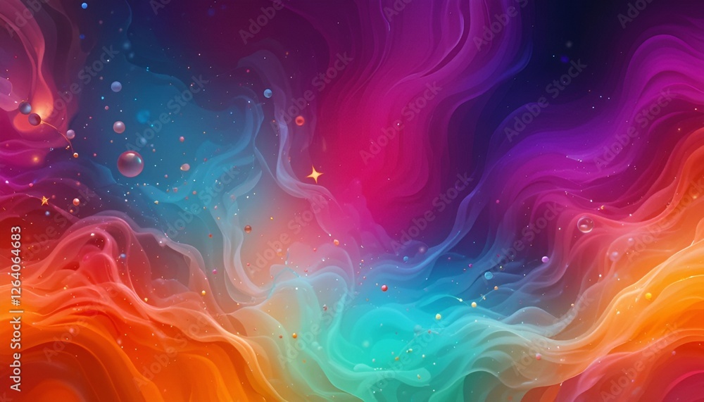 Poster vibrant abstract swirling patterns with bubble-like shapes