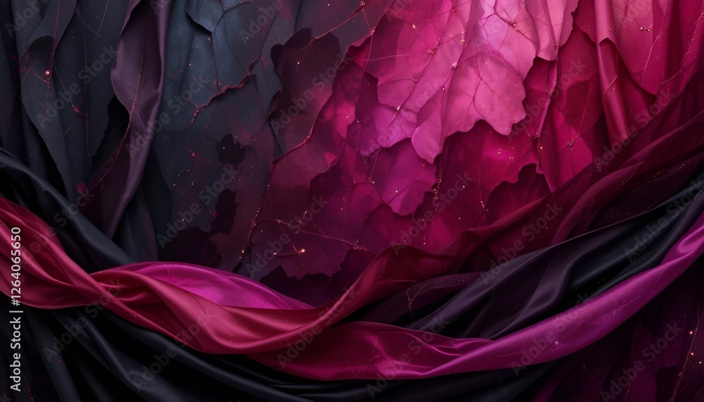 Poster abstract blend of dark and vibrant colors with leaf-like patterns