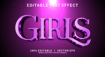 girl 3d vector text effect with modern style design