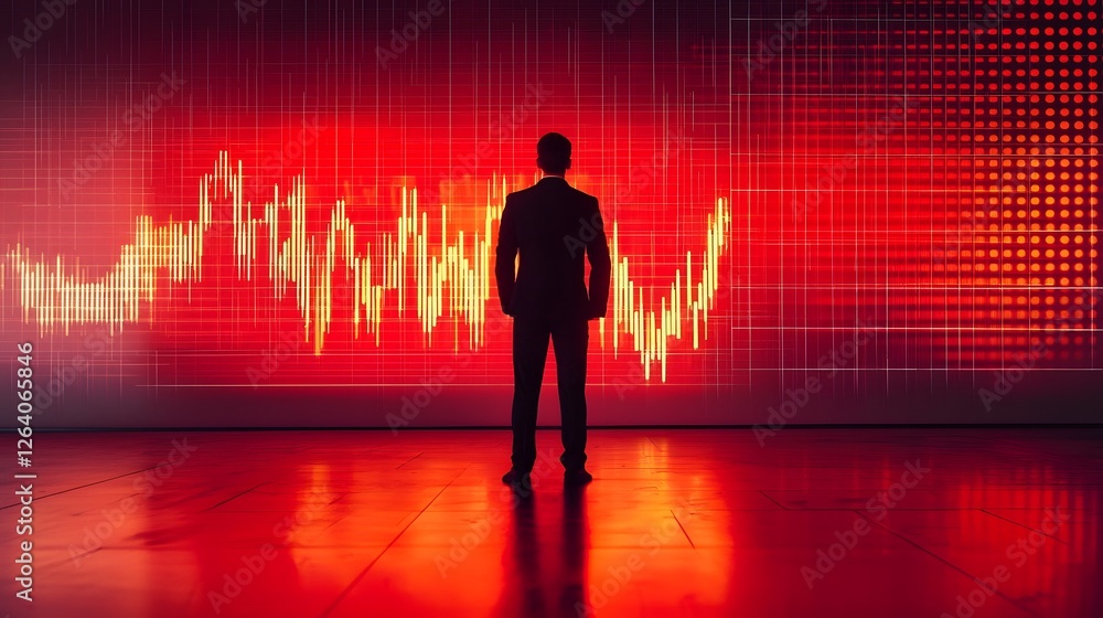 Poster confident and determined business leader stands on stage inspiring a team to strive for excellence w