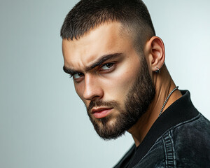 Naklejka premium Man portrait on white background