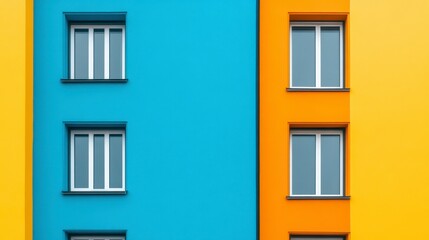 Obraz premium Vibrant Colorful Facade of Modern Residential Apartment Building