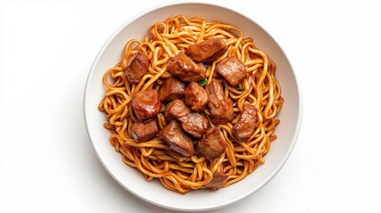 Delicious loveconnected noodles with beef gourmet kitchen food photography bright background culinary delight