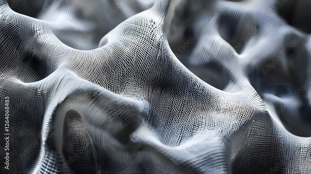 Poster mesmerizing macro shot showcasing a futuristic fabric made from recycled waste textiles using cuttin