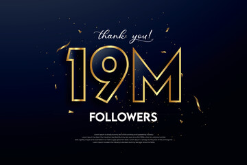 19M followers celebrate with a beautiful background. design vector.
