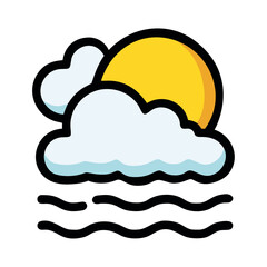 Cloudy ocean weather illustration