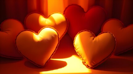 red hearts on black background