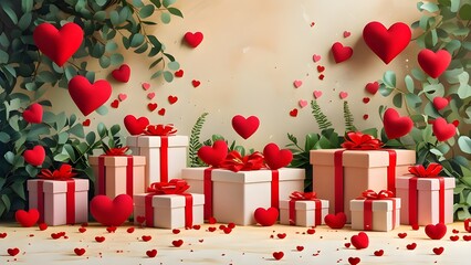 gift box with red hearts