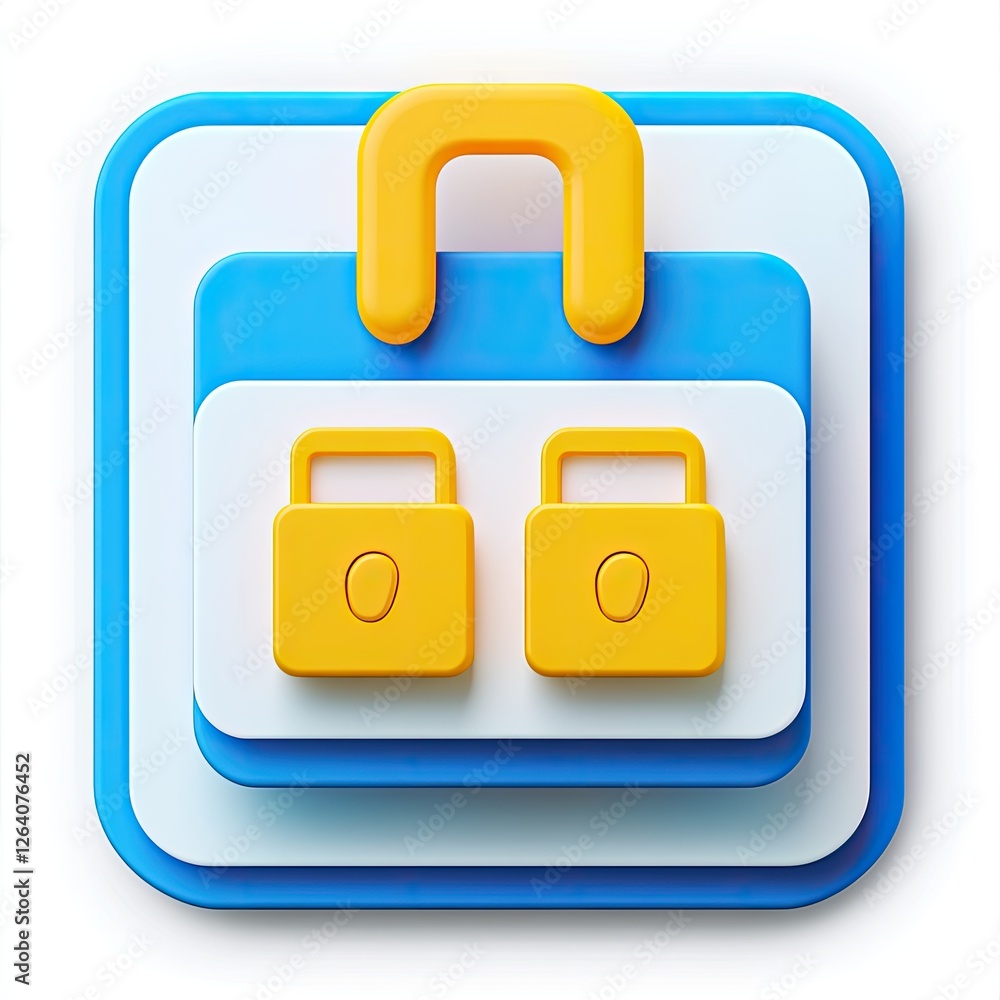 Poster secure calendar app icon, 3d style