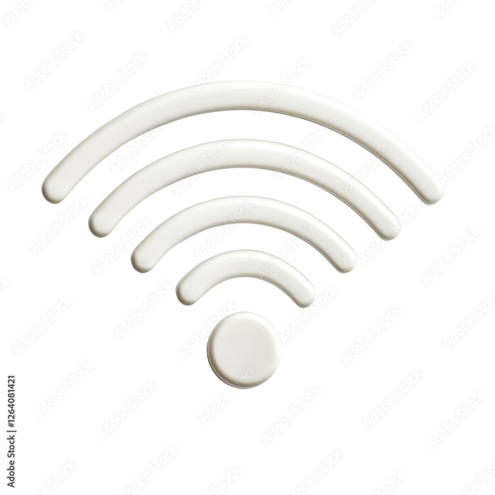 Poster white wi-fi signal icon with curved lines representing wireless connectivity and internet access