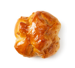 Top View of Walnut Bread on a White Background