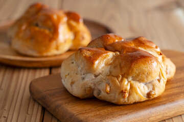 Walnut Bread on a Wooden Table