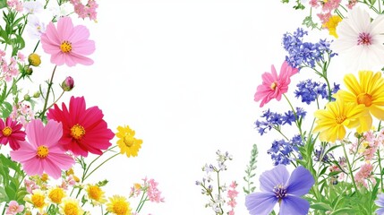 Beautiful background template made of Spring flowers.