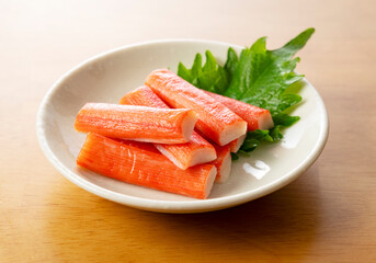 Imitation Crab Sticks on a Wooden Table © m________k____