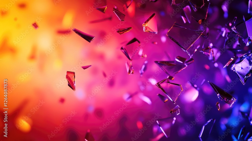 Poster vibrant abstract background with shards reflecting colorful light patterns.