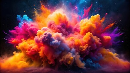 Vibrant colorful dust cloud in the sky, with shades of pink, orange, yellow