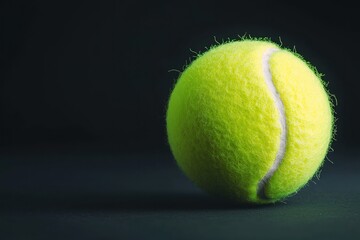 Sports Equipment Concepts. Tennis ball on a dark background with soft texture.