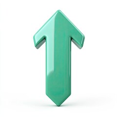 Teal 3D Upward Arrow on White Background