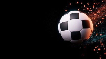 Fototapeta premium Dynamic Soccer Ball in Motion with Colorful Dust and Splash Effects