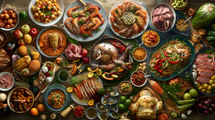 A Colorful Display of Regional Culinary Traditions: From Spicy Dishes to Seafood and Fresh Produce