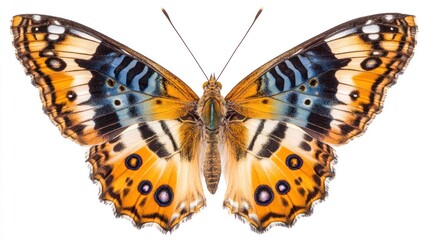 Obraz premium Colorful butterfly wings spread, isolated, white background, nature photography, design element