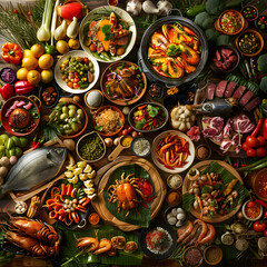 A Colorful Display of Regional Culinary Traditions: From Spicy Dishes to Seafood and Fresh Produce