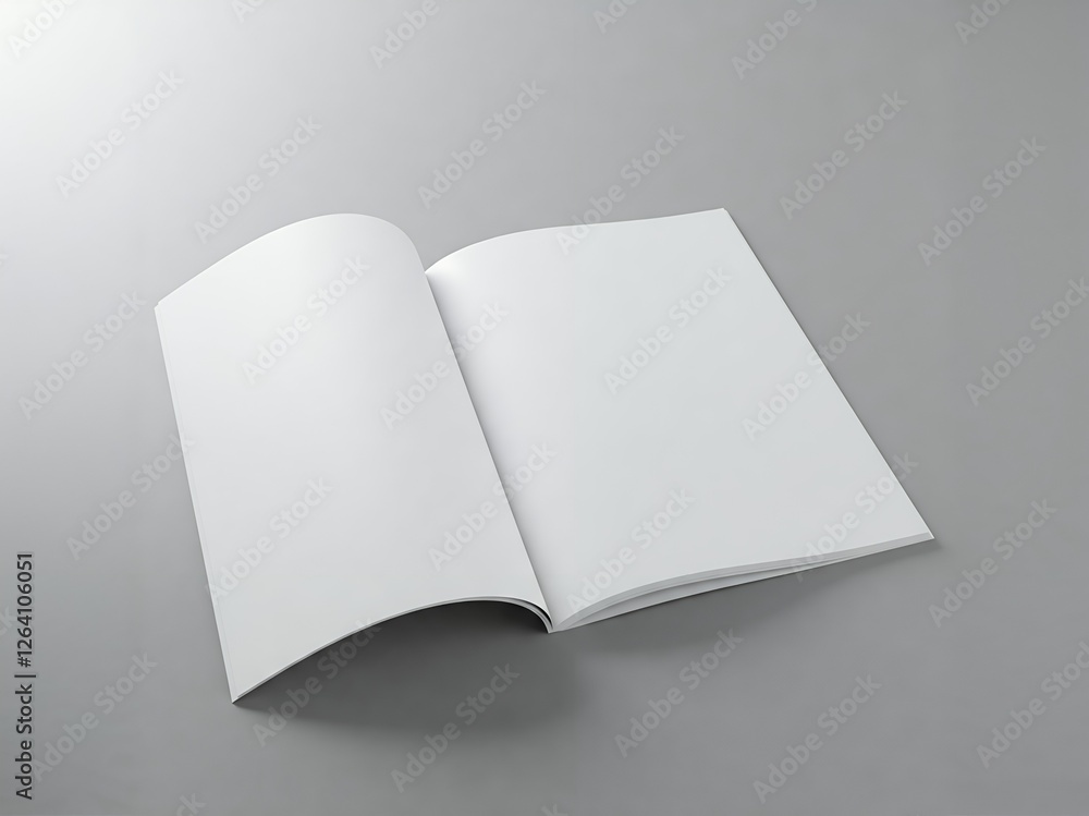 Aufkleber an open blank notebook rests on a gray surface, inviting creativity with its empty pages. the lighti
