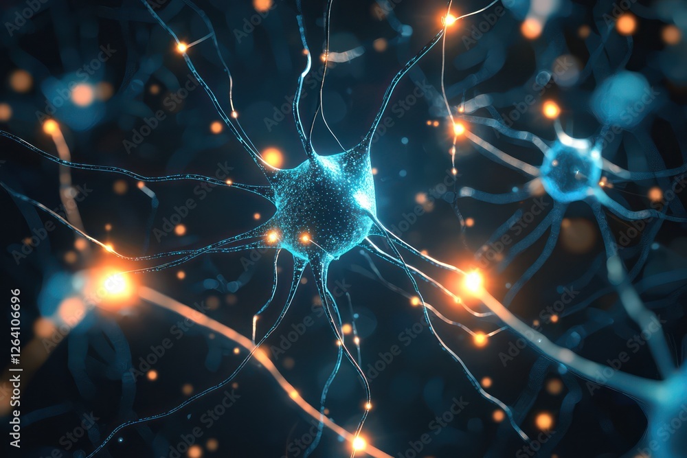 Aufkleber radiant ai system processing vast information , intricate neuron pathways connecting.