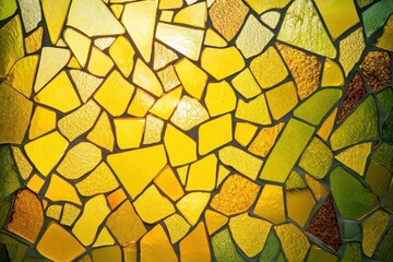 Colorful stained glass mosaic pattern with yellow green shades