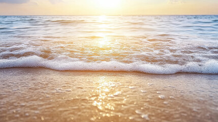 stunning sunset over ocean, with warm golden hues reflecting on water