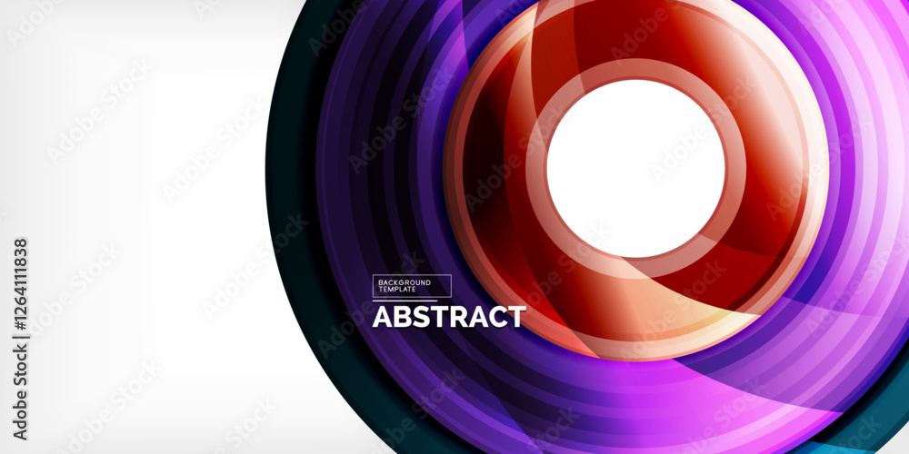 Poster bright colorful circles with light effects. abstract background