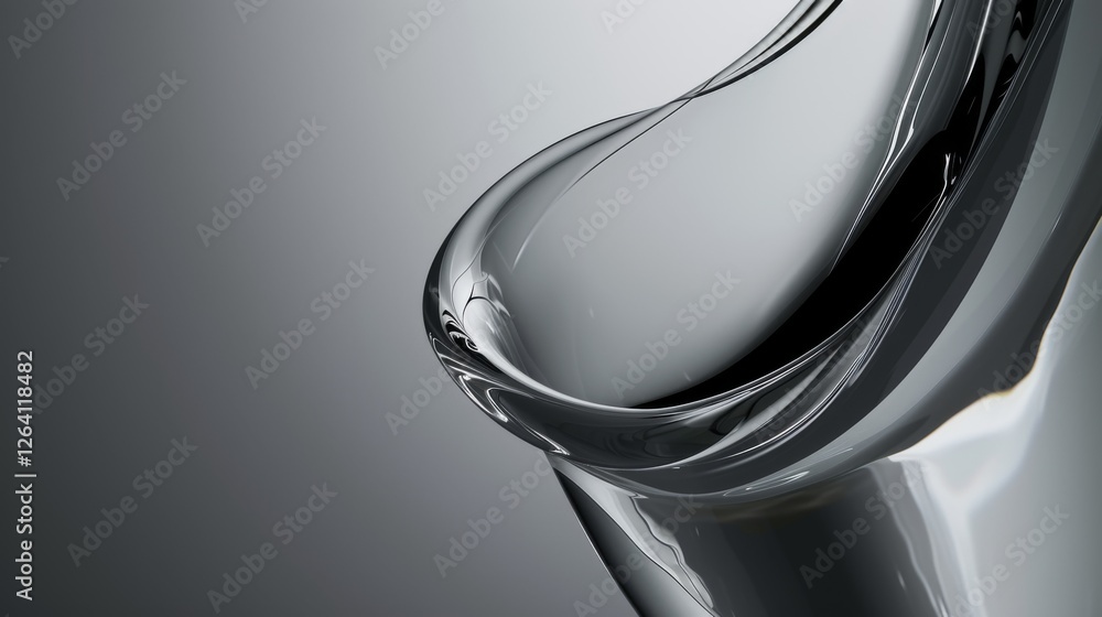 Poster a mesmerizing abstract composition featuring a smooth curved liquid form inside transparent glass. t