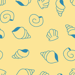 Outline Vector Seashell Pattern Repeat Seamless for Wallpaper Background Cover Packaging