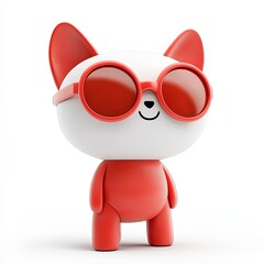 pet sunglasses, 3d style imitation, cartoon icon, white background