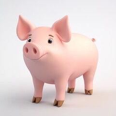 pig, 3d style imitation, cartoon icon, white background