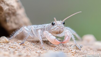 Obraz premium Tiny White Crustacean on Sand
