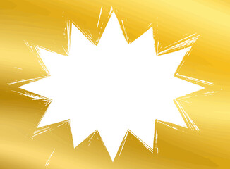 金色の筆書きのトゲトゲ、ギザギザ吹き出し背景