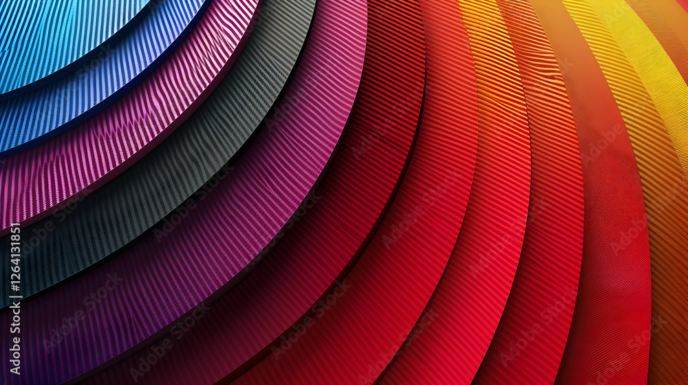 Poster Vibrant layers of colorful textured paper arranged in concentric circles, creating a striking visual effect