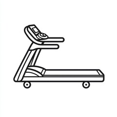 3D treadmill symbol, simple line representation of running equipment for indoors.