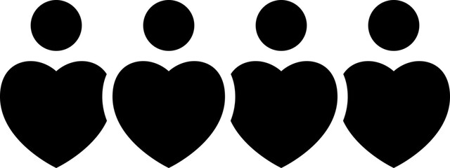 people icon solid, teamwork, business people,heart, group people