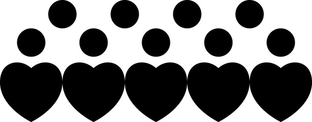 people icon solid, teamwork, business people,heart, group people