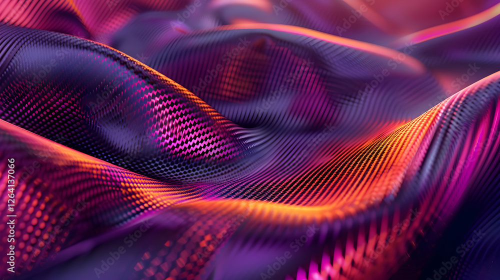 Poster colorful abstract fabric texture with flowing waves, creating a vibrant background for design