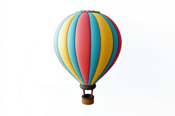 Fototapeta premium 3D hot air balloon icon, sleek and vibrant design showing leisure flight on white.