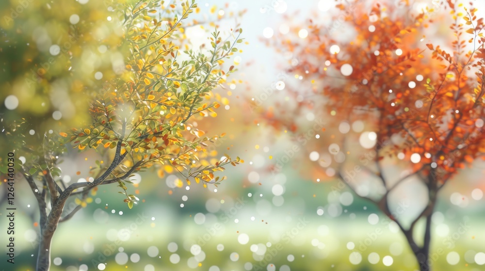 Aufkleber a beautifully rendered ai-generated image featuring autumn trees with golden and orange foliage. sof