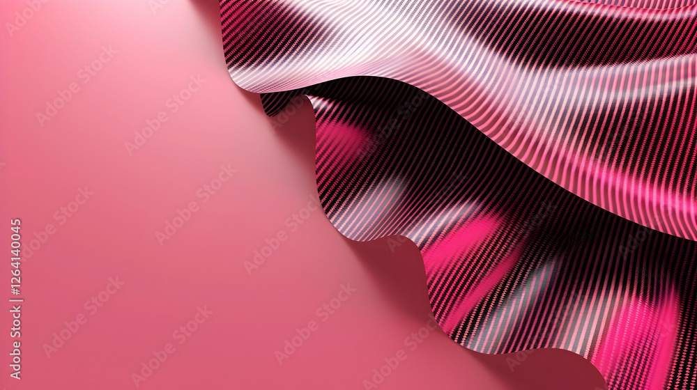 Poster abstract wave of textured fabric in vibrant pink, creating a dynamic visual effect