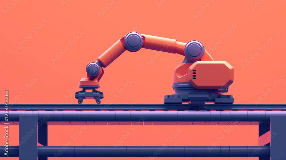 Poster a robotic arm operates on a conveyor belt, showcasing industrial automation and the future of ai-dri